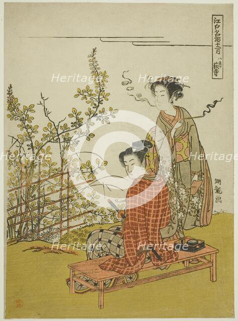 The Eighth Month at Hagi Temple (Hachigatsu Hagidera), from the series "Famous..., c. 1773/75. Creator: Isoda Koryusai.