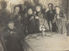 German soldiers enjoying a drink in a dining room, c1900s. Creator: Unknown.