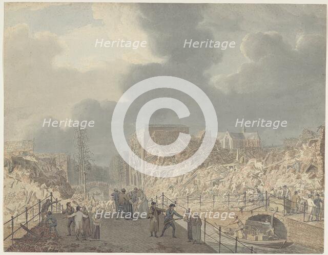View of the ruins...after the explosion of the powder ship on Jan 12, 1807, (1807-1809).  Creator: Jan Willem Pieneman.