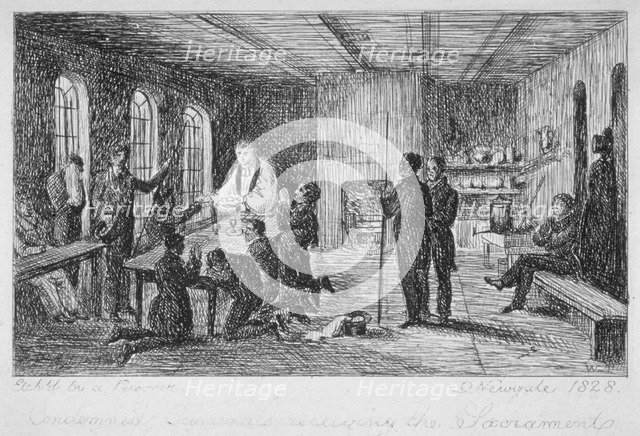Inside Newgate Prison, Old Bailey, City of London, 1828. Artist: WT