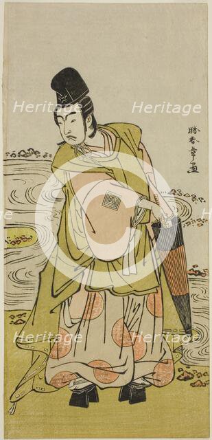 The Actor Ichikawa Yaozo II as Shii no Shosho Okinori in the Play Sugata no Hana Yuki..., c. 1776. Creator: Shunsho.