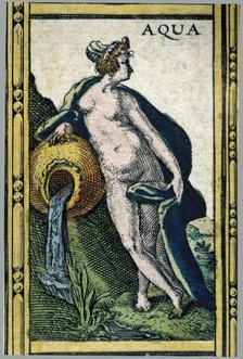  'Water', coloured engraving from the book 'Le Theatre du monde' or 'Nouvel Atlas', 1645, created…