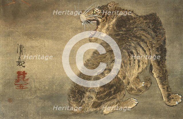 Tiger and Lightning, Late 19th century. Creator: Kobayashi Kiyochika.