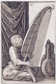 Turk Playing a Harp, 1576. Artist: Lorch, Melchior (1527–1588)