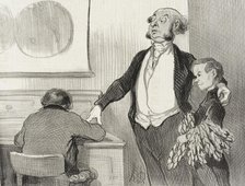Dans cette réclame que vous allez envoyer à tous les journaux..., 1846. Creator: Honore Daumier.