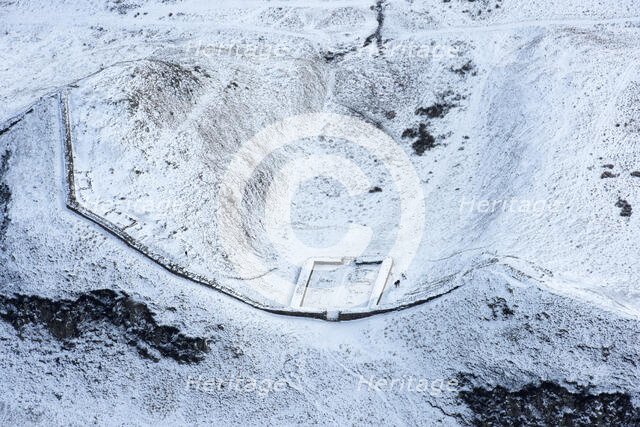 Milecastle 39 on Hadrian's Wall in the snow, Northumberland, 2018. Creator: Emma Trevarthen.