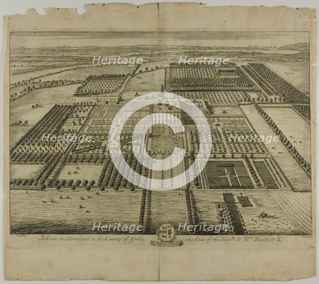 Acklam in Cleveland in the County of Yorke, plate 64 from Britannia Illustrata, published 1707. Creator: Johannes Kip.