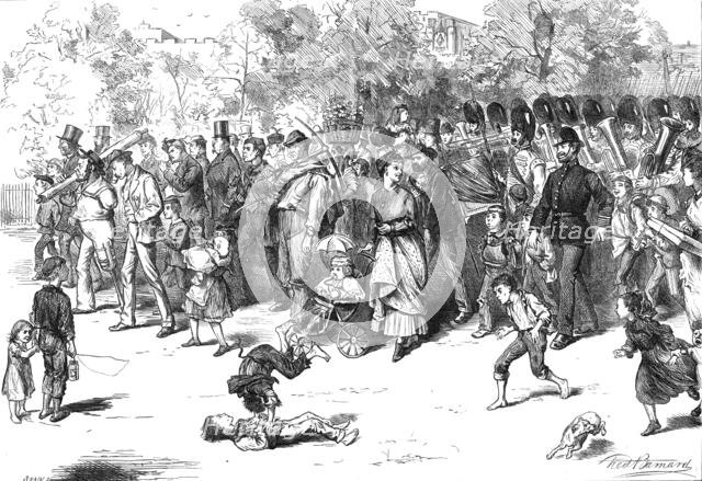 The Guards' Band in St. James's Park, 1870. Creator: Joseph Swain.