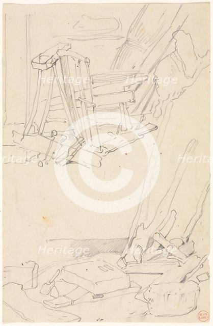 Studies of Wood and Farm Implements. Creator: Eugène Isabey (French, 1803-1886).