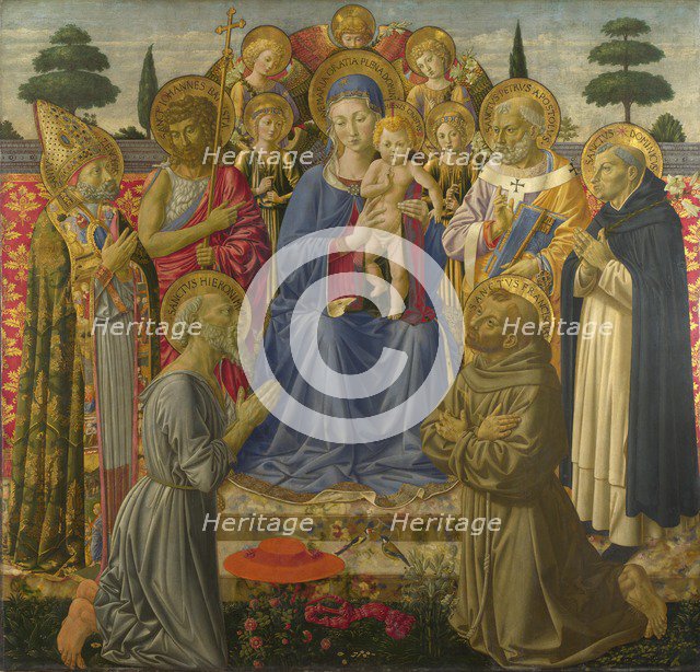 The Virgin and Child Enthroned among Angels and Saints, 1460s. Artist: Gozzoli, Benozzo (ca 1420-1497)