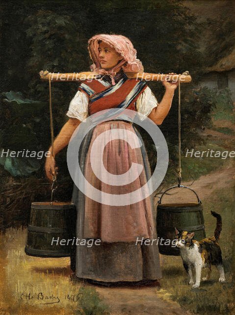 A milkmaid, 1876. Creator: Otto Bache.