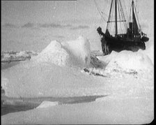 Sir Ernest Shackleton's Expedition Ship Cutting Through Sea Ice, 1922. Creator: British Pathe Ltd.