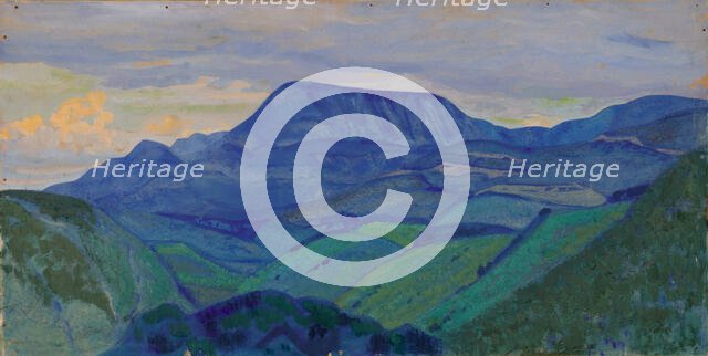 The Blue Mountains. From the Caucasian Studies Series, c. 1913. Creator: Roerich, Nicholas (1874-1947).