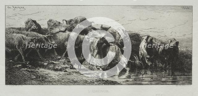 LAbreuvoir, 1866. Creator: Charles-Émile Jacque (French, 1813-1894).