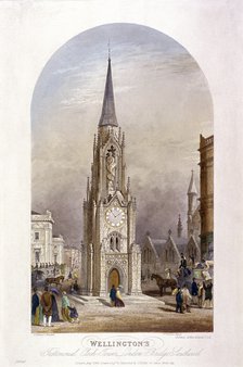 Wellington Clock Tower at the southern end of Southwark Bridge, London, 1854. Artist: TH Ellis