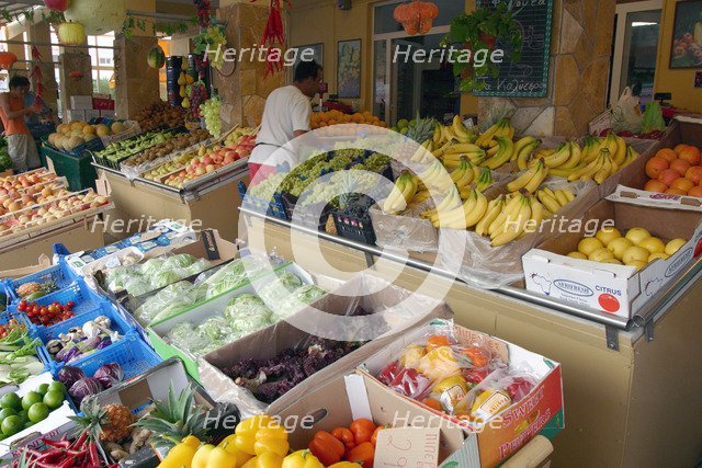 Fruit and vagetable stall, Argostoli, Kefalonia, Greece.
