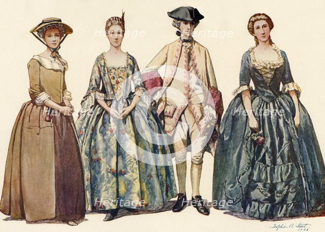 'Clothing during the Reigns of George I and II 1725-1745', 1903, (1937). Creator: Sophie B Steel.