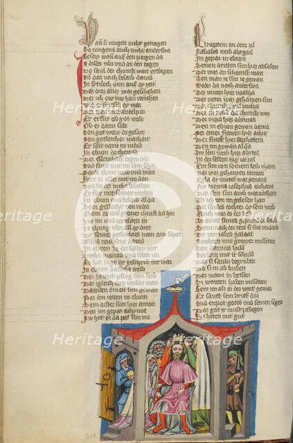 The Anointing of David; Weltchronik, about 1400-1410. Creator: Unknown.