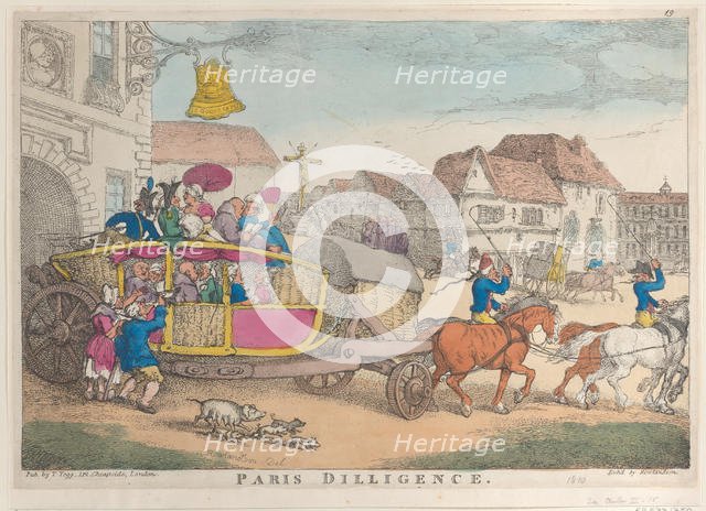 Paris Diligence, 1810., 1810. Creator: Thomas Rowlandson.