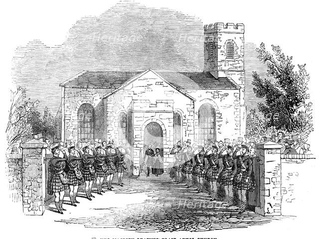 Her Majesty leaving Blair Athol Church, 1844. Creator: Unknown.