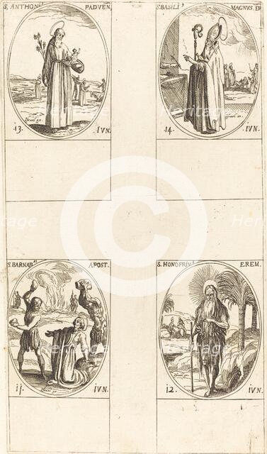 St. Barnabas, Apostle; St. Honofrius; St. Anthony of Padua; St. Basil the Great. Creator: Jacques Callot.