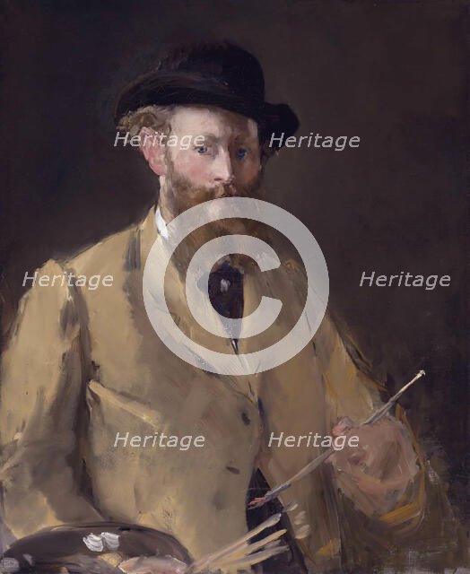 Self-Portrait with Palette, 1878-1879. Creator: Manet, Édouard (1832-1883).