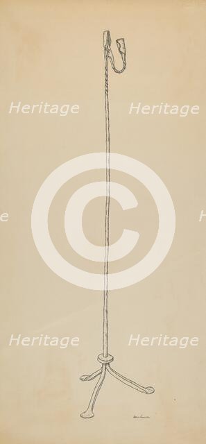 Rush and Candle Stand, c. 1939. Creator: Irene Lawson.