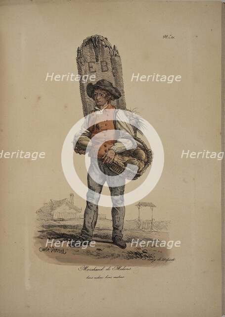 Melon seller. From the Series "Cris de Paris" (The Cries of Paris), 1815. Creator: Vernet, Carle (1758-1836).