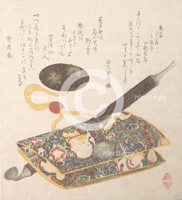 Tobacco Pouch and Pipe, 1813. Creator: Kubo Shunman.