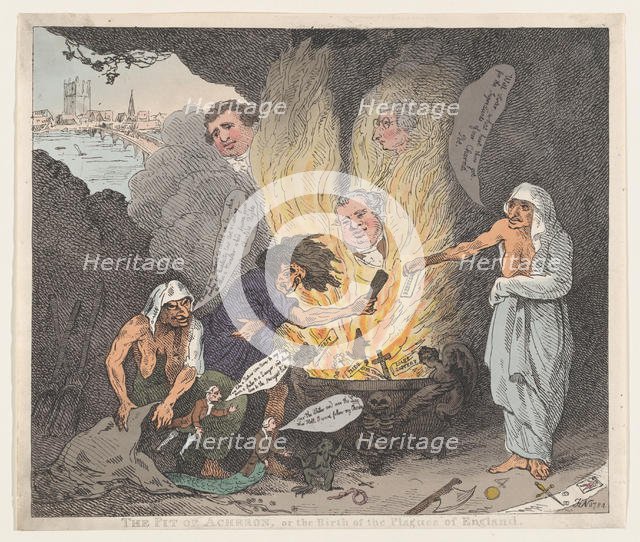 The Pit of Acheron or The Birth of the Plagues of England, January 28, 1784., January 28, 1784. Creator: Thomas Rowlandson.