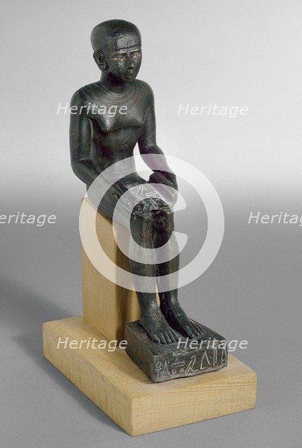 Statuette of Imhotep, eyes inlaid, Late Period (Egypt) (c715-343 BC). Artist: Unknown.