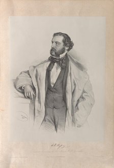 Portrait of the Opera singer Achille De Bassini (1819-1881) , 1854. Creator: Kriehuber, Josef (1800-1876).