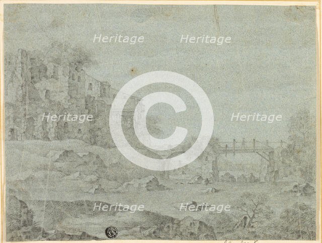 Ruins Overlooking River with Bridge, n.d. Creator: Adriaen van de Venne.