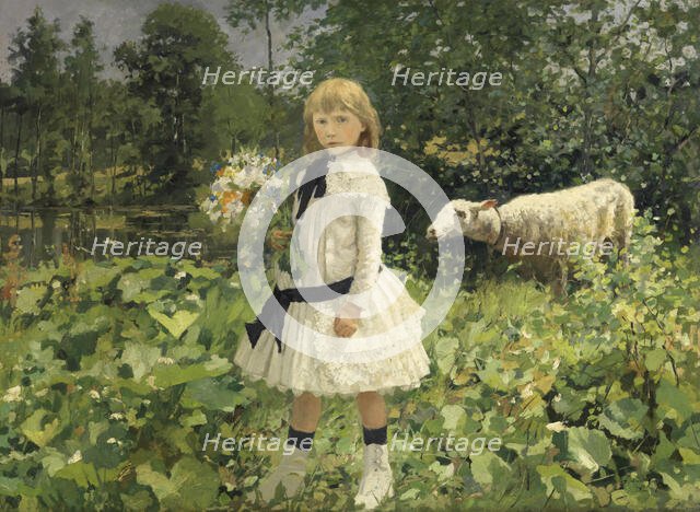 Miss Strobbe in a Park, 1884-1886. Creator: Jean Baptiste Degreef.