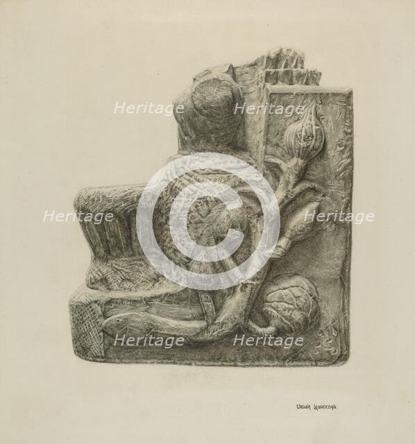 Small Stone Fountain, c. 1942. Creator: Ursula Lauderdale.