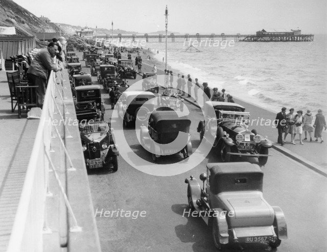 Cars driving along Bournemouth seafront, Dorset, 1928. Artist: Unknown