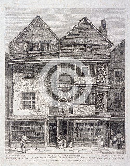 London Wall, London, 1808. Artist: John Thomas Smith