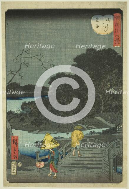 Night Rain at Makura Bridge (Makurabashi yau), from the series "Eight Views of the Sumida..., 1861. Creator: Utagawa Hiroshige II.