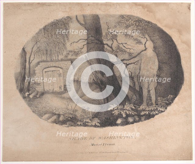 Hidden silhouette of George Washington near his tomb at Mount Vernon, 19th century., 19th century. Creator: Anon.