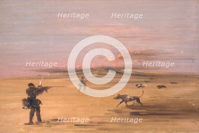 Grouse Shooting on the Missouri Prairies, 1837-1839. Creator: George Catlin.