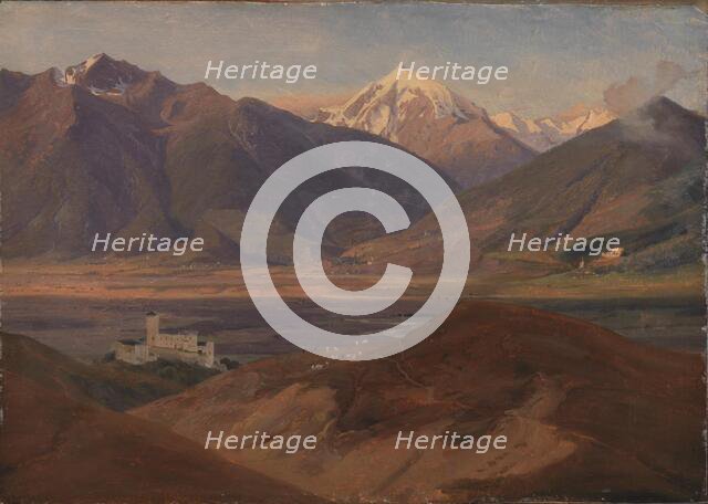 Mountain Landscape in Venosta with the Castle Coira and the Mountain Ortles, 1829-1831. Creator: Jorgen Sonne.