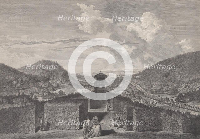 Ier Vue du Parc de Neu-Waldeck prise du Pavillon Chinois vers l'Orient, from Views of the ..., 1782. Creators: Jakob Matthias Schmutzer, Carl Conti, Clemens Kohl, Franz Karl Zoller.
