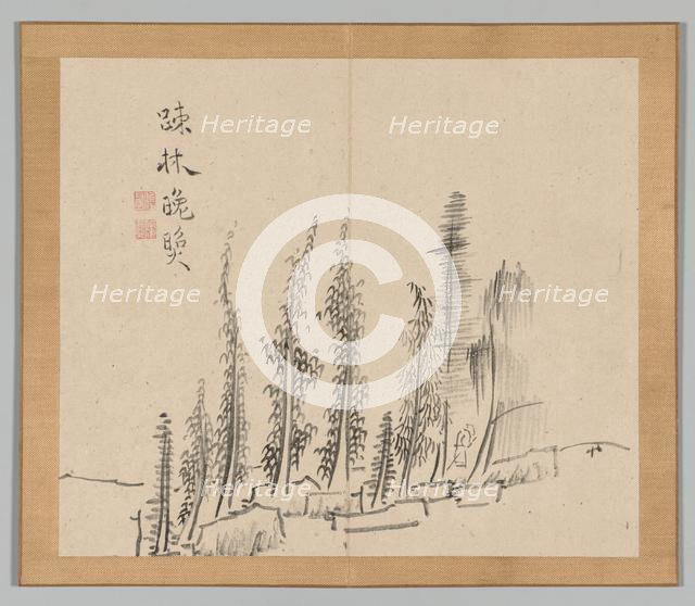 Double Album of Landscape Studies after Ikeno Taiga, Volume 2 (leaf 30), 18th century. Creator: Aoki Shukuya (Japanese, 1789).
