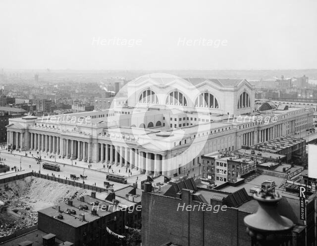 Bird's-eye view, Penn. [i.e. Pennsylvania] Station, New York City, c.between 1910 and 1920. Creator: Unknown.