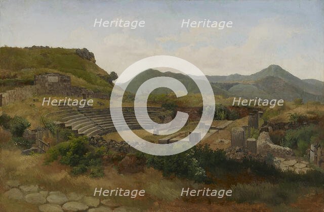 Roman amphitheatre at Frascati in the Alban Hills, 1848. Creator: Gustav Wilhelm Palm.