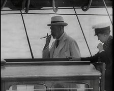 King George V on the Deck of the Royal Yacht Accompanied by Male and Female Civilians, 1926. Creator: British Pathe Ltd.