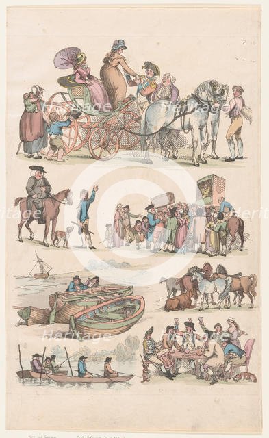 Plate 16, Outlines of Figures, Landscapes and Cattle...for the Use of Learners, Ju..., June 1, 1790. Creator: Thomas Rowlandson.