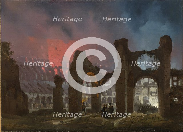 Rome's Colosseum illuminated, 1864.