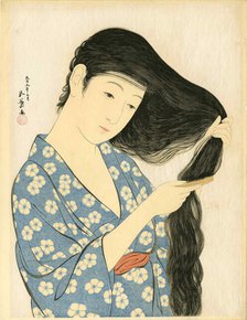 Woman Combing Her Hair, 1920. Creator: Hashiguchi, Goyo (1881-1921).