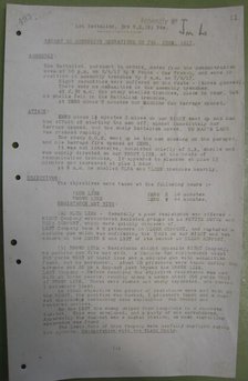 1st Battalion New Zealand Rifle Brigade Narrative of Operations 7 June 1917. Creator: Unknown.